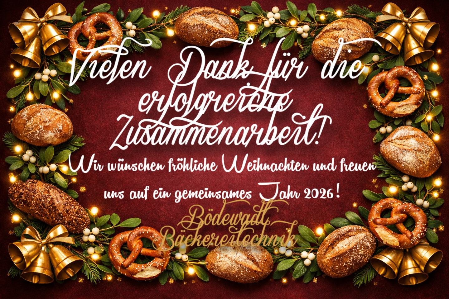 🥨🎄Wir bedanken uns für eine erfolgreiche Zusammenarbeit mit unseren Kunden, Geschäftspartnern und Freunden! 🎄🥨

Und wünschen allen wunderschöne Weihnachten und einen guten Rutsch ins neue Jahr 2026! 🥂🎆